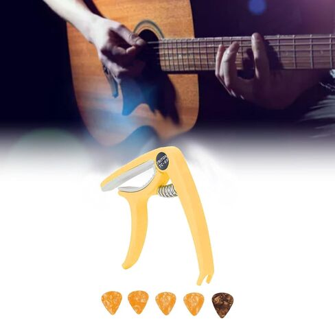 Guitar Accessories, Guitar Capo Easy to Use Quick Release Wide Application Clear Tone for Mandolin for Banjo(Yellow) in Saudi Arabia