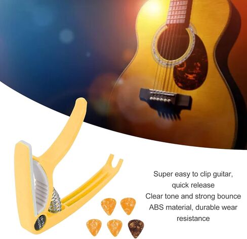 Guitar Accessories, Guitar Capo Easy to Use Quick Release Wide Application Clear Tone for Mandolin for Banjo(Yellow) in Saudi Arabia