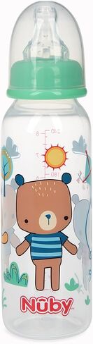 Nuby Printed Non-Drip 8oz Bottle, 3 Pack - Aqua, Orange, Green in Saudi Arabia