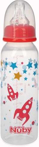 Nuby Printed Non-Drip 8oz Bottle, 3 Pack - Aqua, Orange, Green in Saudi Arabia