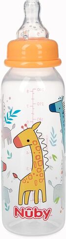Nuby Printed Non-Drip 8oz Bottle, 3 Pack - Aqua, Orange, Green in Saudi Arabia