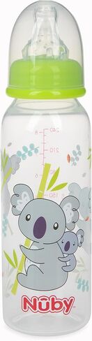 Nuby Printed Non-Drip 8oz Bottle, 3 Pack - Aqua, Orange, Green in Saudi Arabia