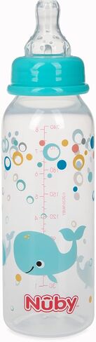 Nuby Printed Non-Drip 8oz Bottle, 3 Pack - Aqua, Orange, Green in Saudi Arabia