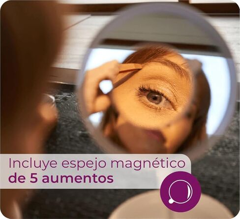 بيورير مراة مضيئة لمستحضرات التجميل ومستحضرات التجميل، سطح مستشعر اللمس، صينية تخزين، مع مراة مكياج مكبرة مغناطيسية، ضوء LED ابيض وخافت، بدون سلك، دوران 360 درجة، BS45 in Saudi Arabia