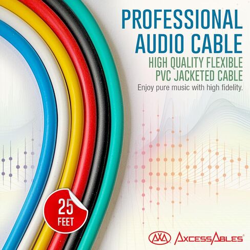 AxcessAbles XLR Female to 1/4" TRS Balanced 25ft Speaker Color Cable Pack | Balanced Speaker, Microphone Snake Cords (25ft - 6 Pack) in Saudi Arabia