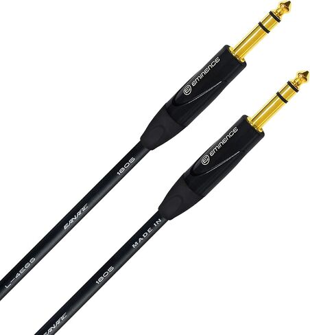 WORLDS BEST CABLES 3 Foot - Canare L-4E6S, Star Quad Balanced TRS Patch Cable with Eminence Gold E502 TRS Stereo Plugs - Custom Made in Saudi Arabia
