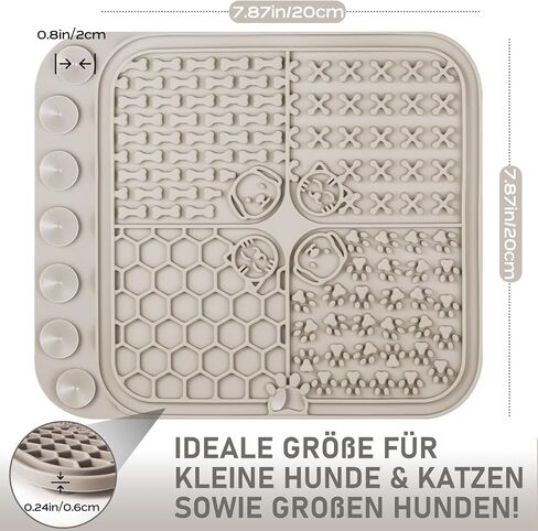 Lick Mats for Dog & Cat, Slow Feeders Cat Bowl with Suction Cups, Anxiety Relief & Boredom Reducer, Enrichment Toys for Peanut Butter Treats Yogurt Bathing Grooming (Beige+Grey) in Kuwait
