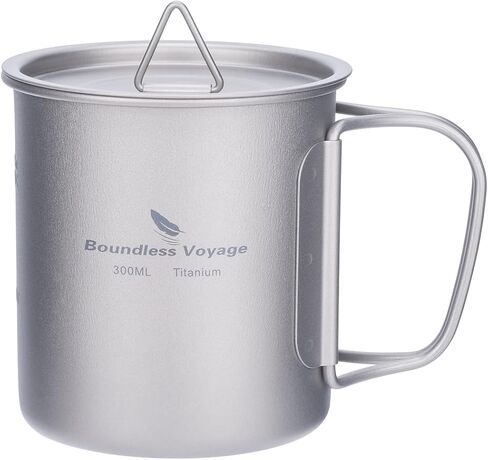 Boundless Voyage Titanium Cup with Lid Outdoor Camping Ultralight Water Tea Coffee Mug 200ML/300ML/450ML (200ml (6.7fl oz)) in Kuwait