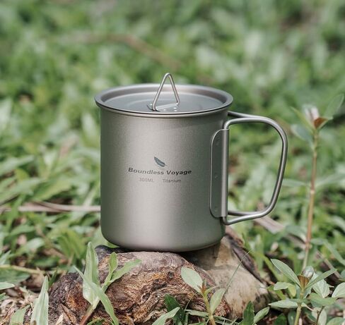 Boundless Voyage Titanium Cup with Lid Outdoor Camping Ultralight Water Tea Coffee Mug 200ML/300ML/450ML (200ml (6.7fl oz)) in Kuwait
