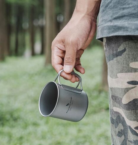 Boundless Voyage Titanium Cup with Lid Outdoor Camping Ultralight Water Tea Coffee Mug 200ML/300ML/450ML (200ml (6.7fl oz)) in Kuwait