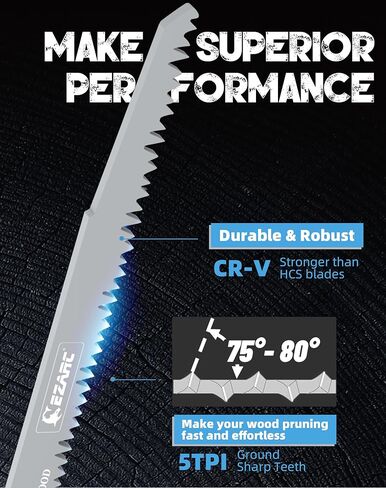 EZARC Wood Pruning Reciprocating Saw Blade, 9-Inch Recip Saw Blades R931GS 5TPI (5-Pack) in Saudi Arabia