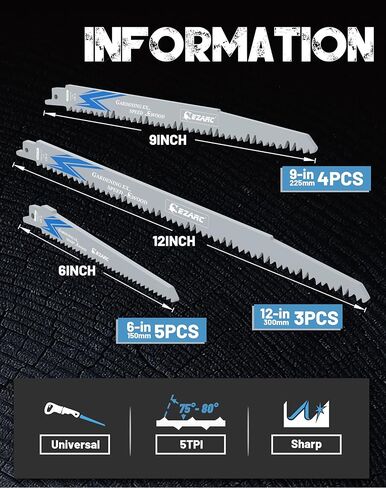 EZARC Wood Pruning Reciprocating Saw Blade, 9-Inch Recip Saw Blades R931GS 5TPI (5-Pack) in Saudi Arabia