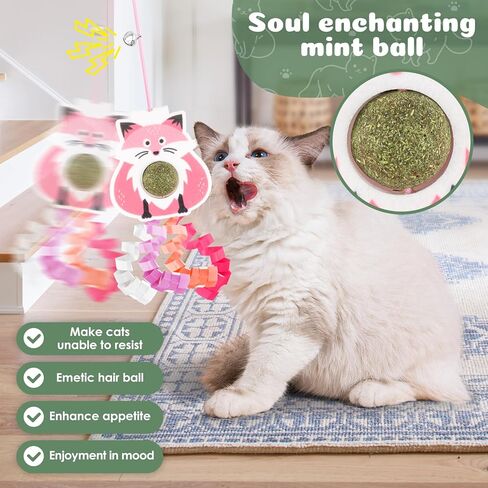 Fashion's Talk Cat Toy Interactive Hanging Door Cat Teaser Kitten Toys 80" 4-Pack Cats Toys Feather Toys with Catnip Ball Animal Exercise, Mental Physical Stimulation in Kuwait