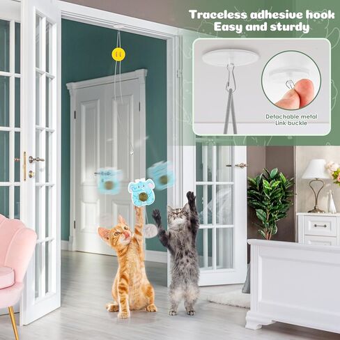 Fashion's Talk Cat Toy Interactive Hanging Door Cat Teaser Kitten Toys 80" 4-Pack Cats Toys Feather Toys with Catnip Ball Animal Exercise, Mental Physical Stimulation in Kuwait