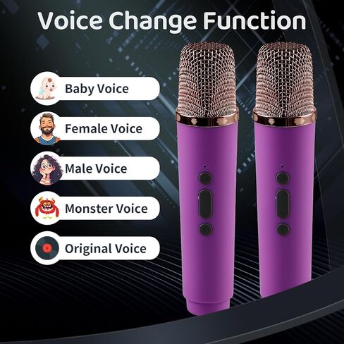 آلة كاريوكي KBQ مع 2 ميكروفونات لاسلكية، مكبر صوت كاريوكي محمول بلوتوث مع ضوء LED للأطفال والكبار والحفلات المنزلية الخارجية (أسود وأبيض) in Kuwait