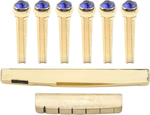 6 قطع من دبابيس جسر الجيتار النحاسية الذهبية مع مجموعة صامولة سرج لجيتار صوتي مكون من 6 أوتار in Kuwait