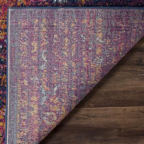 SAFAVIEH Evoke Collection 2'2" x 4' Blue / Fuchsia EVK275F Oriental Medallion Distressed Non-Shedding Living Room Bedroom Accent Rug in Saudi Arabia