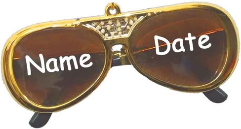 Kurt S. Adler YAMEP2903 Elvis Presley Sunglasses Ornament, 3.5", Gold, Christmas in Saudi Arabia