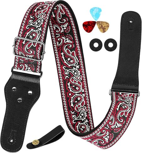 Musiin Guitar Strap Classic Style Style Guitar Strap Set for Bass، Electric & Acoustic Guitar in Saudi Arabia