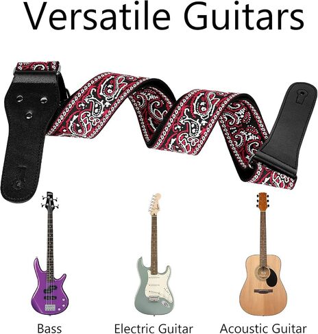 Musiin Guitar Strap Classic Style Style Guitar Strap Set for Bass، Electric & Acoustic Guitar in Saudi Arabia