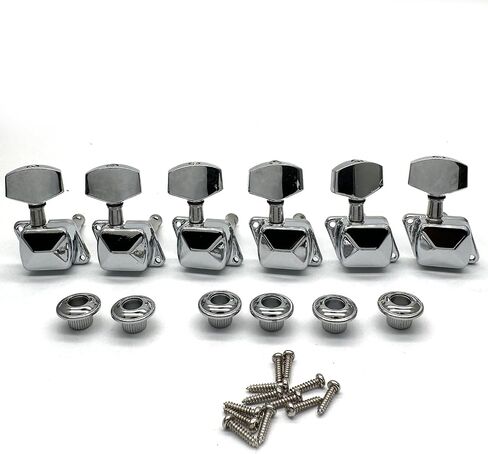 6R Semi-closed Guitar String Tuning Pegs Tuner Machine Heads Knobs Tuning Keys for Acoustic or Electric Guitar (Chrome) in Kuwait