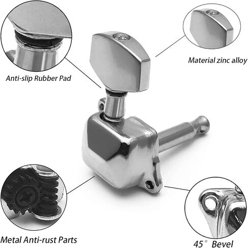 6R Semi-closed Guitar String Tuning Pegs Tuner Machine Heads Knobs Tuning Keys for Acoustic or Electric Guitar (Chrome) in Kuwait