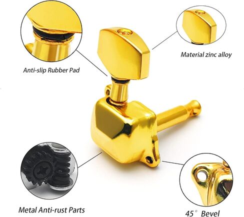 6R Semi-closed Guitar String Tuning Pegs Tuner Machine Heads Knobs Tuning Keys for Acoustic or Electric Guitar (Chrome) in Kuwait