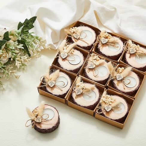 12 Pcs Wedding Favor Candle Holders Bridal Shower Favors Candles Rustic Wedding Favors Wedding Souvenirs for Guest Gifts Wedding Party Favors Wedding Decorations in Kuwait