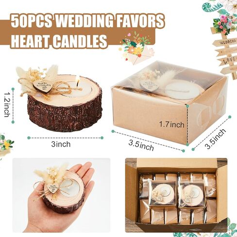 12 Pcs Wedding Favor Candle Holders Bridal Shower Favors Candles Rustic Wedding Favors Wedding Souvenirs for Guest Gifts Wedding Party Favors Wedding Decorations in Kuwait