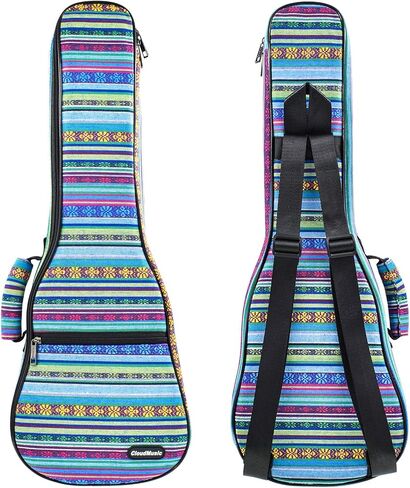 CLOUDMUSIC Ukulele Case Gig Bag Padded Backpack For Baritone 30" Inch(Baritone, Hawaii Blue) in Kuwait