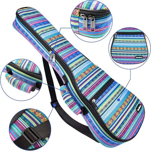 CLOUDMUSIC Ukulele Case Gig Bag Padded Backpack For Baritone 30" Inch(Baritone, Hawaii Blue) in Kuwait