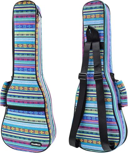 CLOUDMUSIC Ukulele Case Gig Bag Padded Backpack For Baritone 30" Inch(Baritone, Hawaii Blue) in Kuwait