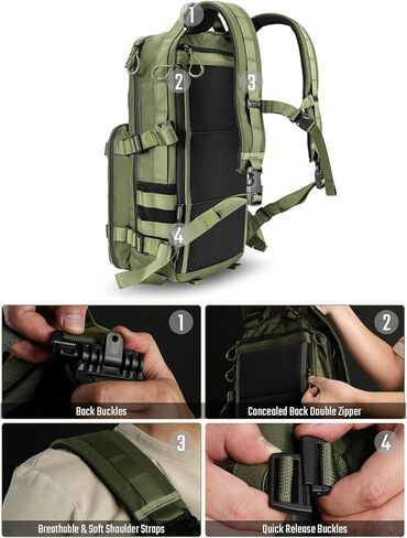 حقيبة ظهر تكتيكية TACTICAL_GEEK ModCase B2 Ultimate EDC، سعة عالية 14 لتر، حجرة كمبيوتر محمول مضادة للصدمات، مقاومة للماء، نظام مولي، للمشي لمسافات طويلة، والتخييم، والتنقل، وحقيبة الظهر النهارية، باللون الأسود in Kuwait