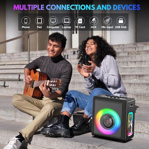 Karaoke Machine with 2 Wireless Microphones, Portable Bluetooth 5.3 Karaoke Speaker with Latest DSP Chip for Adults, PA System with LED Lights, Echo Adjustment, Support TWS/TF Card/USB/AUX/Live in Saudi Arabia