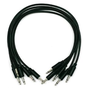 Eurorack Patch Cables 12 Inch Black, 5-Pack 3.5mm 1/8"" Mono TS to TS Cables, CAB-PATCH-12-BLACK
