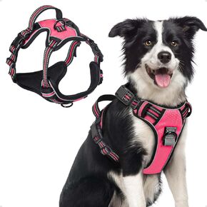No Pull Dog Harness,Dog Walking Harness with Reflective Adjustable Padded Vest and Control Handle,No-Choke Pet Harness with 2 Metal Rings for Small Medium Large Dogs(S,Solid Black)