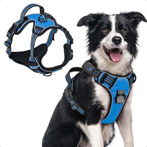 No Pull Dog Harness,Dog Walking Harness with Reflective Adjustable Padded Vest and Control Handle,No-Choke Pet Harness with 2 Metal Rings for Small Medium Large Dogs(S,Solid Black)
