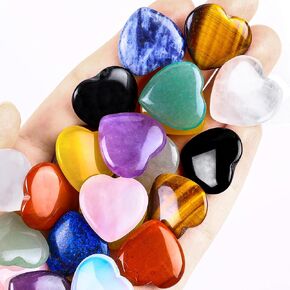 10pcs Natural Crystal Heart Love-Shaped Healing Stones Polished Rocks Cute Mini Palm Chakra Gemstones Reiki Energy Balancing Stone for Meditation Birthday Gift 0.8 inch(20 mm)