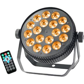 LED Stage Lights, 18x 18 Watt RGBWA+UV 6-in-1 DJ Par Light, DMX/Voice/Remote Control Lighting for Party/Disco/Club/Bar/Live Show