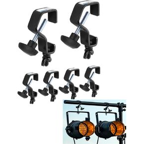 QWORK 6 حزمة مشبك إضاءة المسرح، خطاف إضاءة المسرح، مشابك تروس سوداء، أقصى تحميل 44 رطل C مشبك لإضاءة DJ أضواء كشاف ضوء رأس متحرك، مناسب لأنابيب/أنابيب OD مقاس 1 بوصة - 1⅛ بوصة in Kuwait