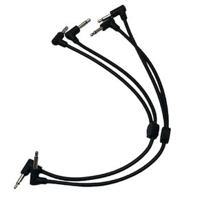 Luigi's Modular M-Doppio Mini Y Right Angled Splitter Patch Cables 15cm x 30cm - 2 Pack (Black) - 3.5mm Splitter for Eurorack Modular Synthesizer