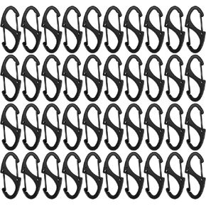 Demissle 40 Pcs Dual Wire Gate Snap Hook 1.6 Inch Small Alloy Snap Hook Tiny Key Clip Interlocking Keychain Hook Spring Double Sided Clips Keychain Buckle Tool for Camping Fishing Hiking (Black)