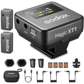 GODOX Wireless Lavalier Microphone with Noise Cancellation & OLED Touchscreen,16H Battery Life 656ft Transmission,Compact Wireless Lapel Microphone for Cameras/iPhone/Android/Live Streaming(Magic XT1)
