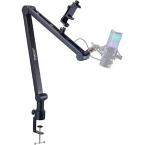 VEVOR Microphone Boom Arm, Adjustable Mic Stand with Cable Management, Desk Mount Clamp, Detachable Extension Rod, 3/8" to 5/8" Adapter, for Recording Studio Streaming Gaming Blue Yeti SM7B Audio