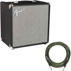 Fender Rumble 40 (V3) Bass Amplifier Bundle with Fender Joe Strummer Instrument Cable (13ft) Straight/Straight, Drab Green