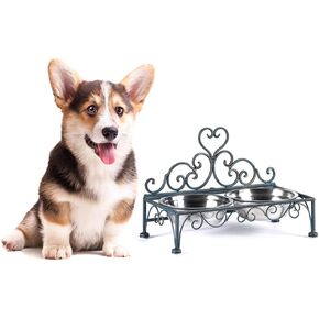 Large/Medium Dog Bowls Stand with 2packs Stainless Steel Dog Bowls Pet Friendly Ease of Cleaning Sturdy