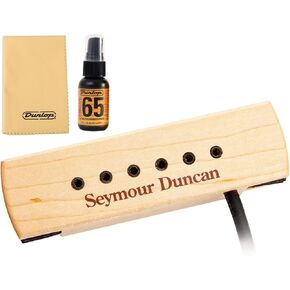 Seymour Duncan Woody XL Acoustic Guitar Soundhole Pickup Bundle with Dunlop Formula 65 Cleaner and Polish Cloth (Maple)
