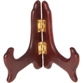 Bard's Hinged Dark Wood Plate Stand, 4" H x 5" W x 3" D (For 3.5" - 5" Plates)
