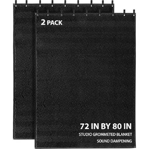 2 Pcs Sound Dampening Blanket Studio Sound Blanket with Grommets,80" x 72" Sound Absorption Blankets,Heavy Material Acoustic Treatment Blanket,Light Blocker Insulated Indoor or Outdoor Use