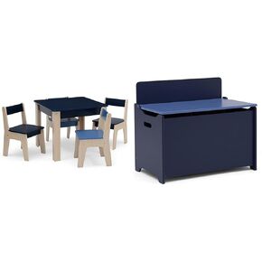 Delta Children GapKids Table and 4 Chairs Set and Toddler Bed - Greenguard Gold Certified, Blush/Natural